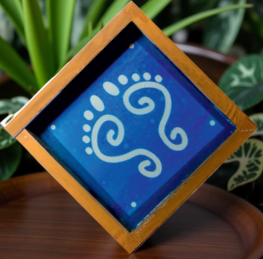 Rangly Lakshmi Paduka Rangoli Stencil Wooden 5*5 Inches Pack of 1 piece