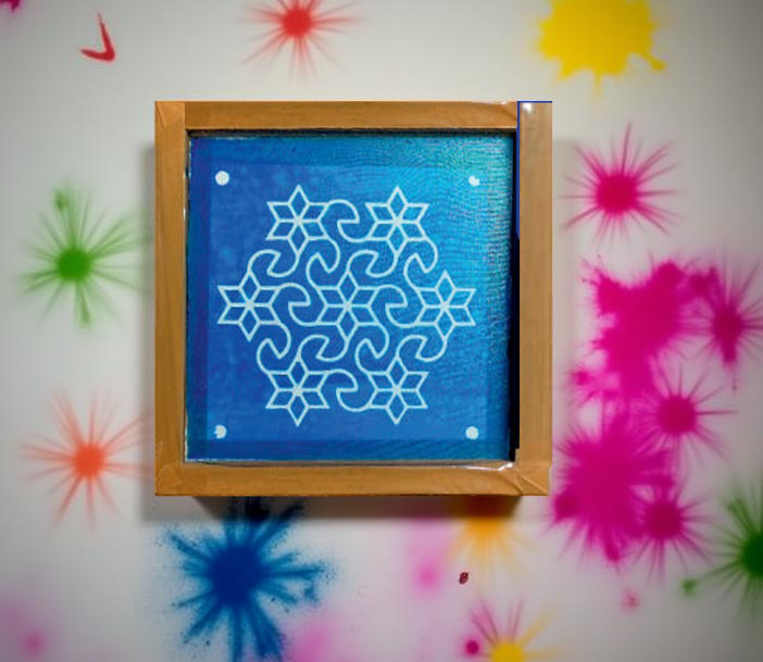 Rangly Star Design  Rangoli Stencil Wooden 5*5 Inches Pack of 1 piece