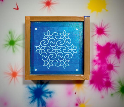 Rangly Star Design  Rangoli Stencil Wooden 5*5 Inches Pack of 1 piece