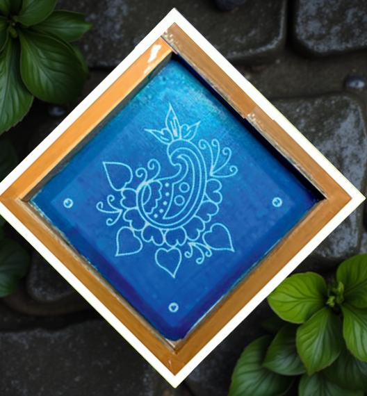 Rangly Peacock Design 2 Rangoli Stencil Wooden 5*5 Inches Pack of 1 piece