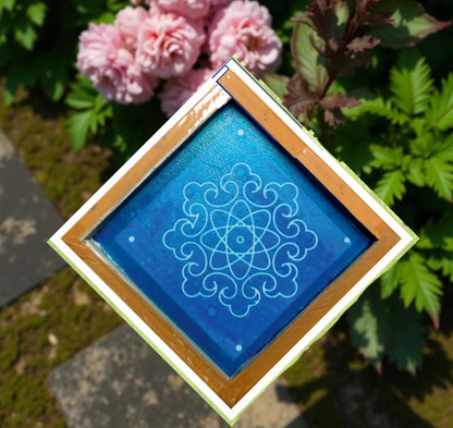 Rangly Floral geometric pattern Rangoli Stencil Wooden 5X5 inches  Pack of 1 piece