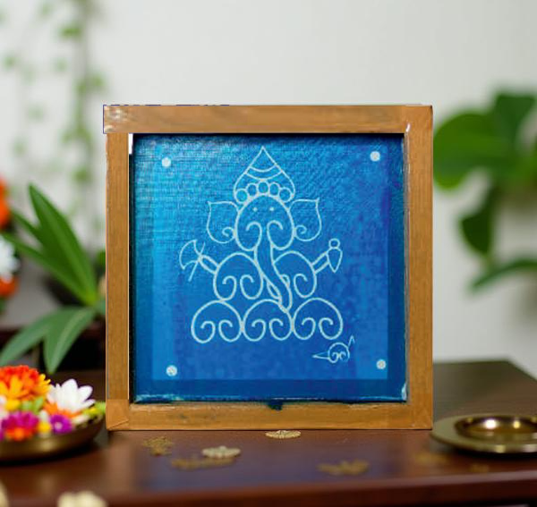 Rangly Ganesha Sitting Model Rangoli Stencil Wooden 5X5 Inches Pack of 1 piece