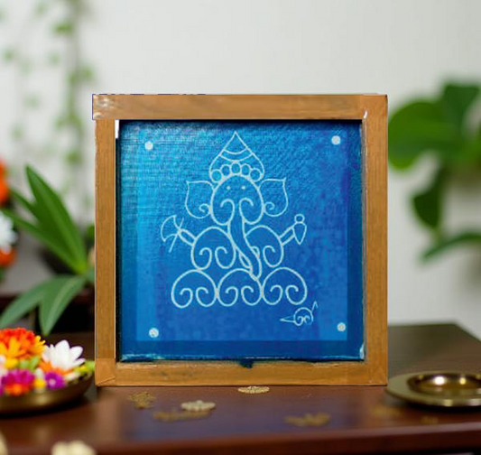 Rangly Ganesha Sitting Model Rangoli Stencil Wooden 5X5 Inches Pack of 1 piece