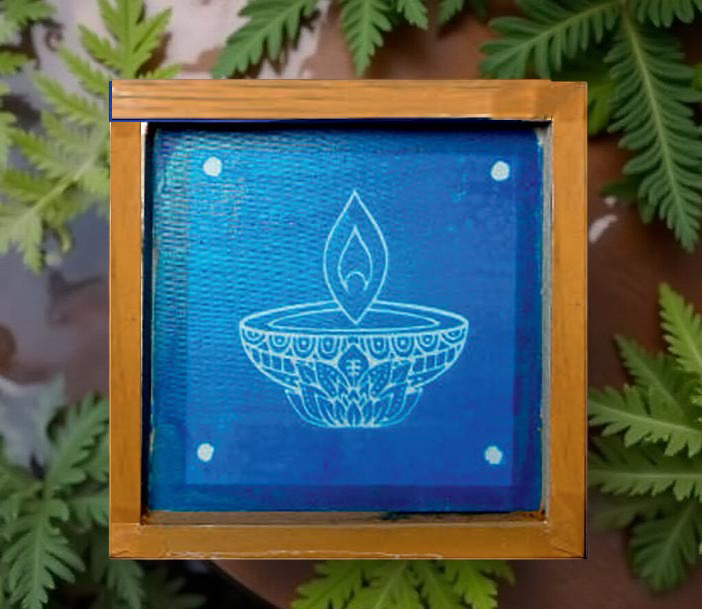 Rangly Lit Deepam (Diya) Rangoli Stencil Wooden 5*5 Inches Pack of 1 piece