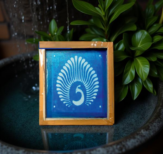 Rangly Peacock Feather Rangoli Stencil Wooden 5*5 Inches Pack of 1 piece