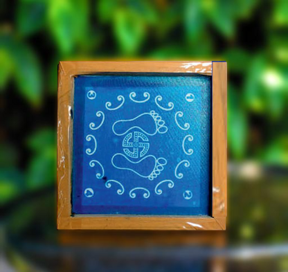 Rangly Lakshmi Padam with Border Symbol Rangoli Stencil Wooden 5*5 Inches Pack of 1 piece