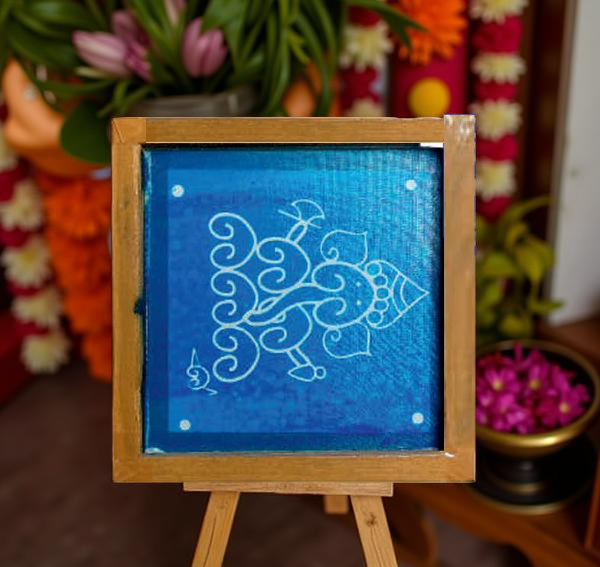 Rangly Ganesha Sitting Model Rangoli Stencil Wooden 5X5 Inches Pack of 1 piece