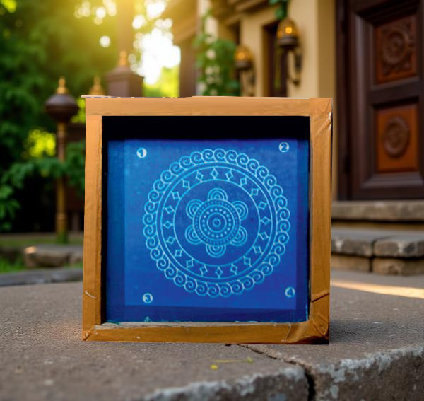 Rangly Circular floral pattern Rangoli Stencil Wooden 5*5 Inches Pack of 1 piece