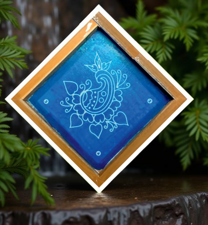 Rangly Peacock Design 2 Rangoli Stencil Wooden 5*5 Inches Pack of 1 piece