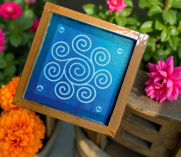 Rangly  Circular Swirl Kolam Rangoli Stencil Wooden 5*5 Inches Pack of 1 piece