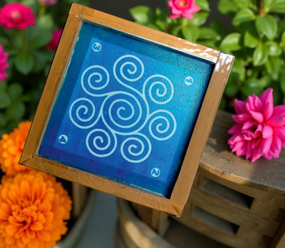 Rangly  Circular Swirl Kolam Rangoli Stencil Wooden 5*5 Inches Pack of 1 piece