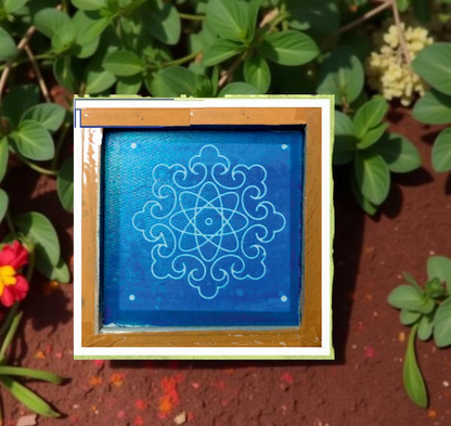 Rangly Floral geometric pattern Rangoli Stencil Wooden 5X5 inches  Pack of 1 piece