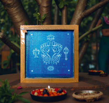 Rangly Lakshmi Padam Model 2 Rangoli Stencil Wooden 5X5 inches Pack of 1 piece