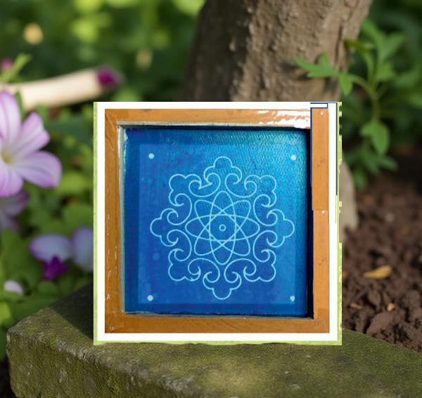 Rangly Floral geometric pattern Rangoli Stencil Wooden 5X5 inches  Pack of 1 piece