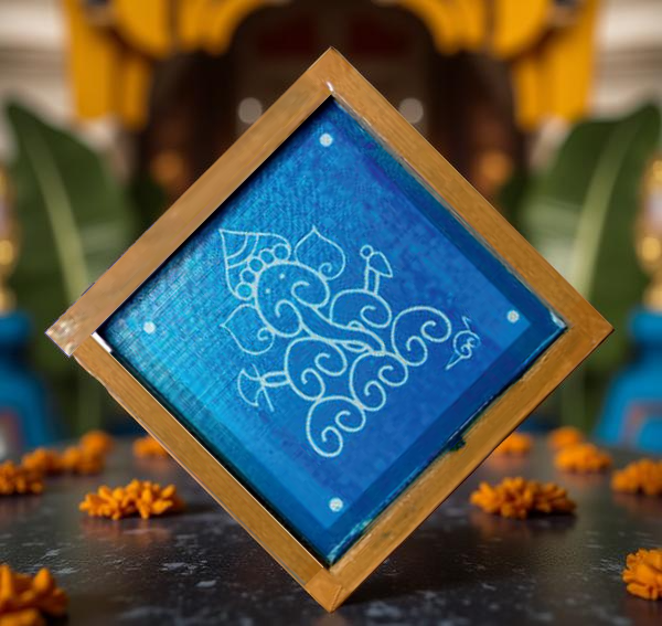 Rangly Ganesha Sitting Model Rangoli Stencil Wooden 5X5 Inches Pack of 1 piece