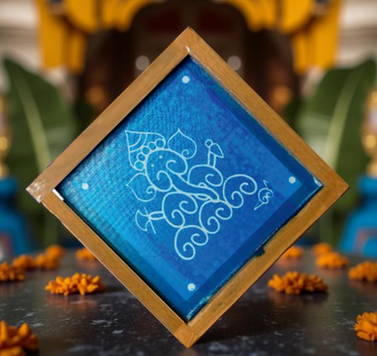 Rangly Ganesha Sitting Model Rangoli Stencil Wooden 5X5 Inches Pack of 1 piece