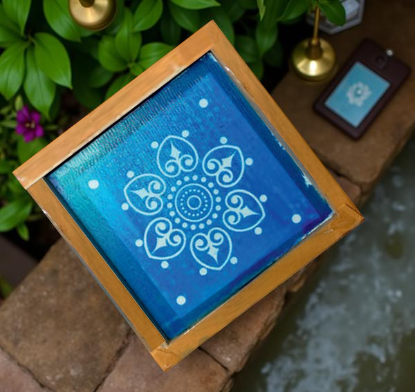Rangly Mandala Kolam Rangoli Stencil Wooden 5X5 Inches Pack of 1 piece