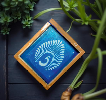 Rangly Peacock Feather Rangoli Stencil Wooden 5*5 Inches Pack of 1 piece