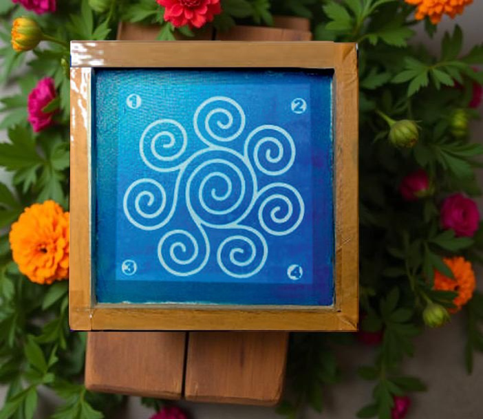 Rangly  Circular Swirl Kolam Rangoli Stencil Wooden 5*5 Inches Pack of 1 piece