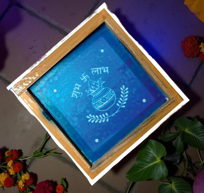 Rangly Kalash with Shubh Laabh Rangoli Stencil Wooden 5X5 inches Pack of 1 piece