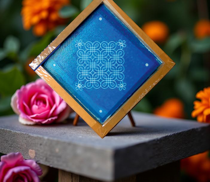 Rangly   Grid Mandala Rangoli Stencil Wooden 5*5 Inches Pack of 1 piece