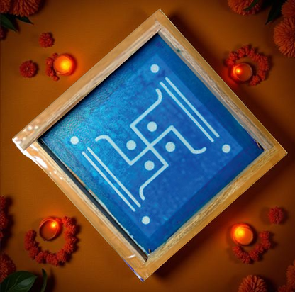 Rangly Swastik Square Rangoli Stencil Wooden 5X5 inches Pack of 1 piece