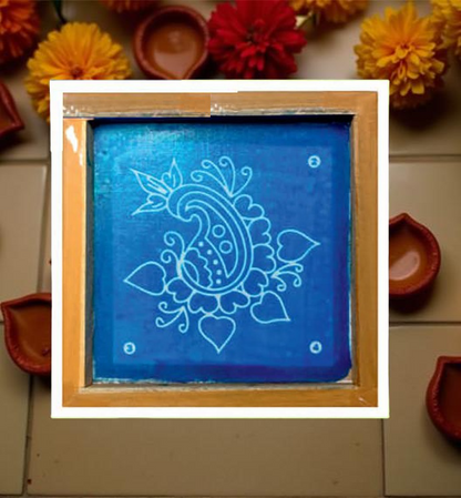 Rangly Peacock Design 2 Rangoli Stencil Wooden 5*5 Inches Pack of 1 piece