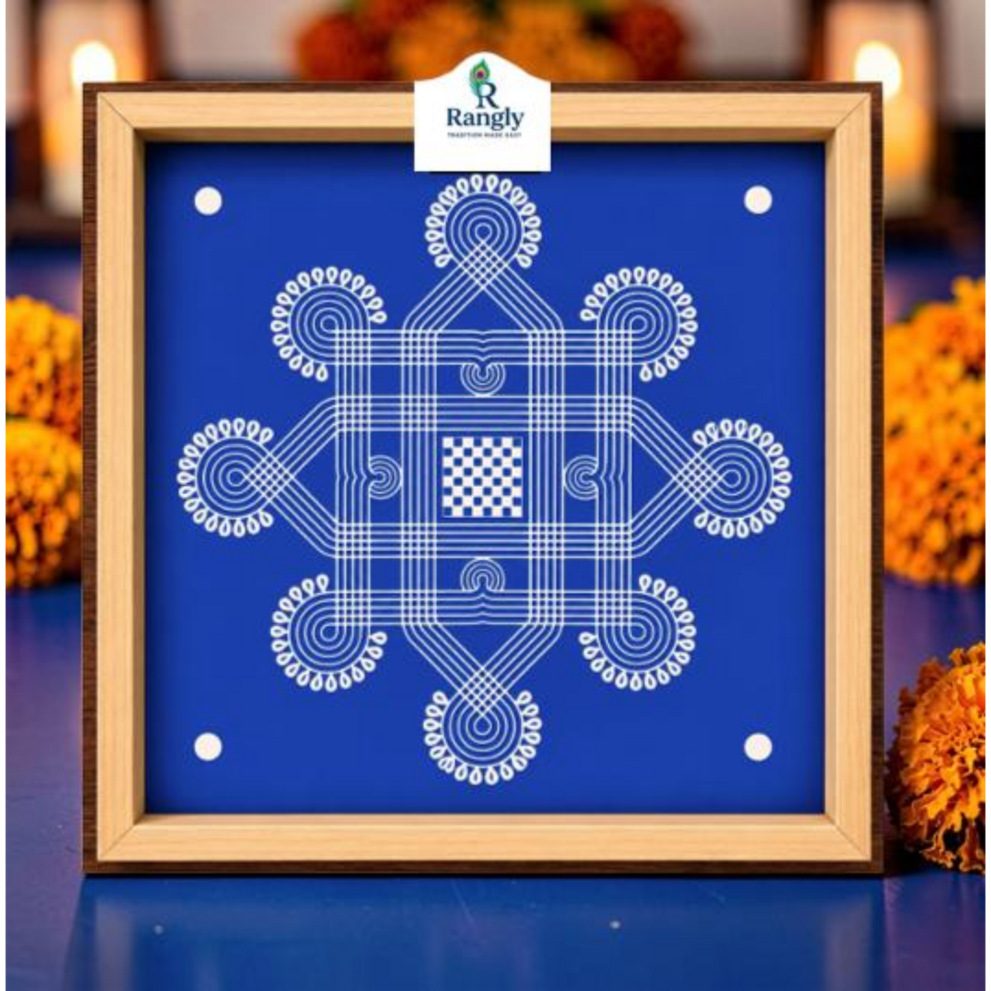 Rangly Wooden Square Rangoli  Pack of 1 piece - W205