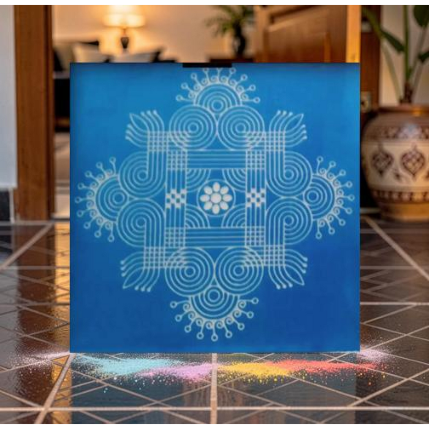 Rangly Wooden Square Rangoli  Pack of 1 piece - W206