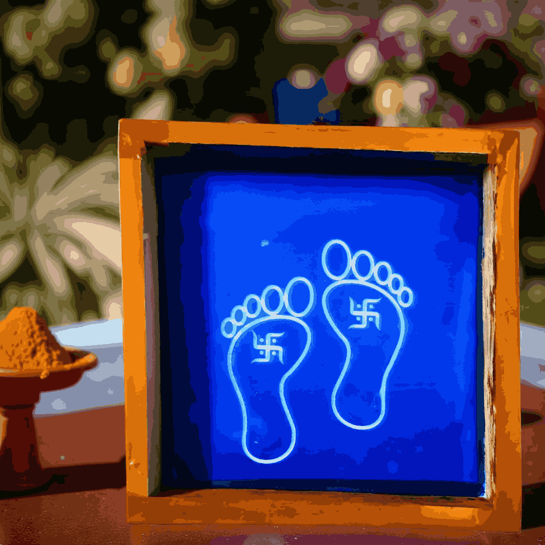 Rangly Lakshmi Padham Rangoli Stencil Wooden 5x5 Inches Pack of 1 piece