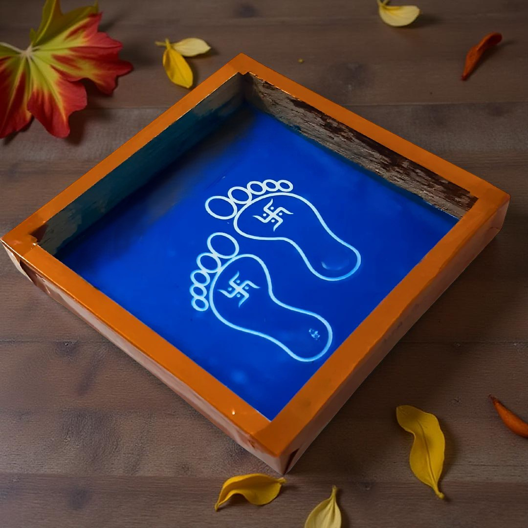 Rangly Lakshmi Padham Rangoli Stencil Wooden 5x5 Inches Pack of 1 piece