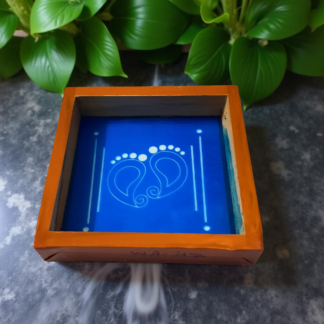 Rangly Lakshmi Padam Kolam Rangoli Stencil Wooden 5X5 inches Pack of 1 piece