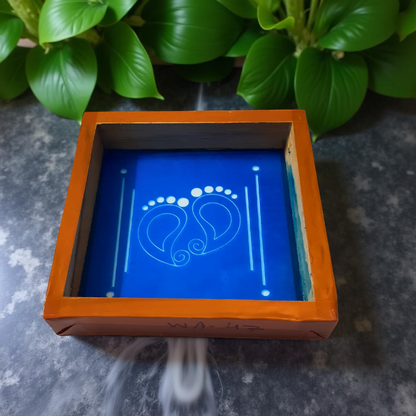 Rangly Lakshmi Padam Kolam Rangoli Stencil Wooden 5X5 inches Pack of 1 piece