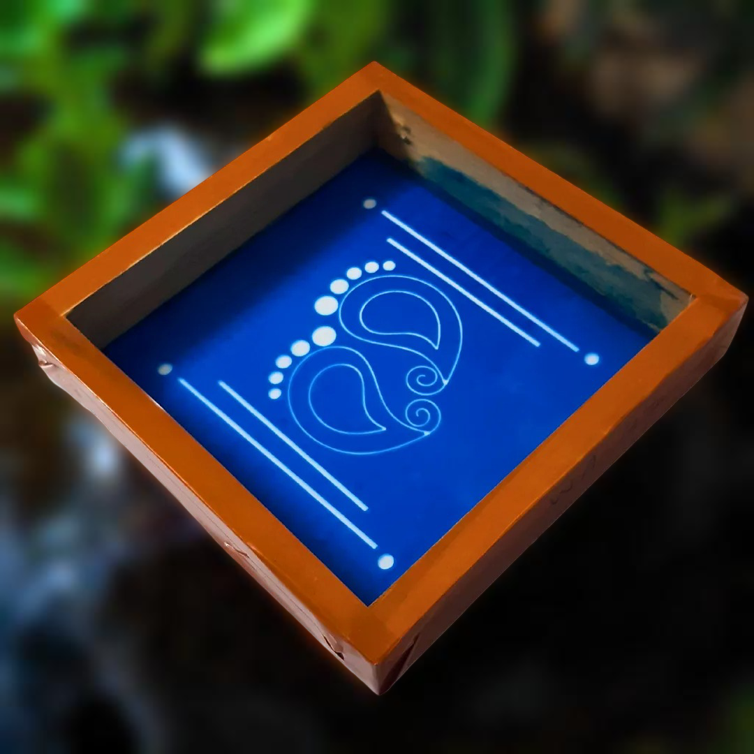 Rangly Lakshmi Padam Kolam Rangoli Stencil Wooden 5X5 inches Pack of 1 piece