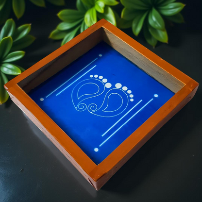 Rangly Lakshmi Padam Kolam Rangoli Stencil Wooden 5X5 inches Pack of 1 piece