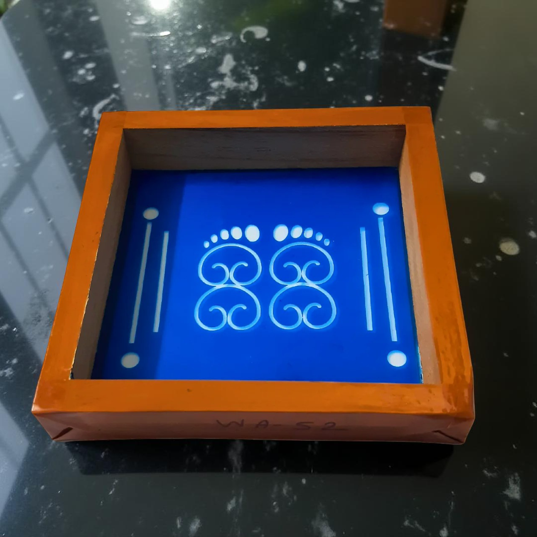 Rangly Laxmi Padma with Gopadma  Rangoli Stencil Wooden 5X5 Inches Pack of 1 piece