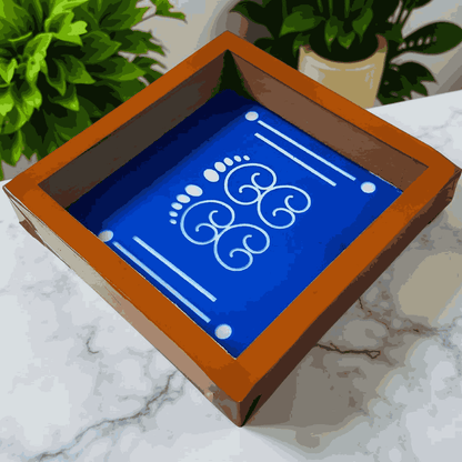 Rangly Laxmi Padma with Gopadma  Rangoli Stencil Wooden 5X5 Inches Pack of 1 piece