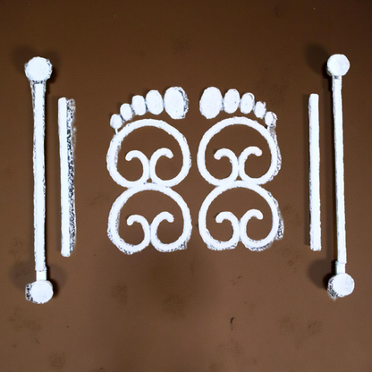 Rangly Laxmi Padma with Gopadma  Rangoli Stencil Wooden 5X5 Inches Pack of 1 piece