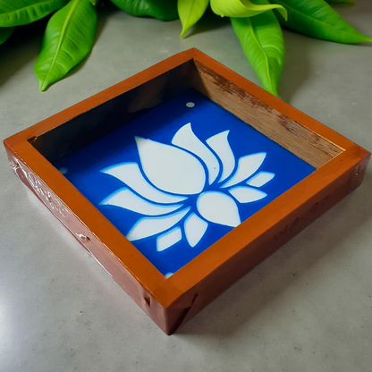 Rangly Lotus Flower Rangoli Stencil Wooden 5X5 Inches Pack of 1 piece