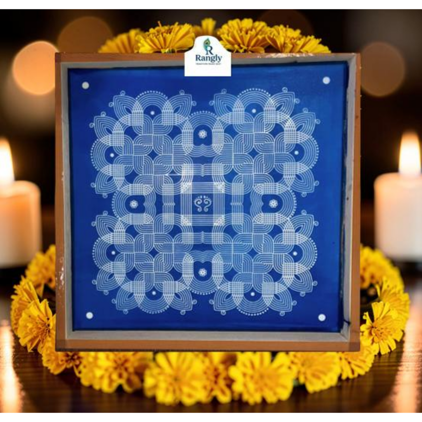 Rangly Pure Kambi Kolam Stencil Wooden Pack of 1 piece - WJ2007