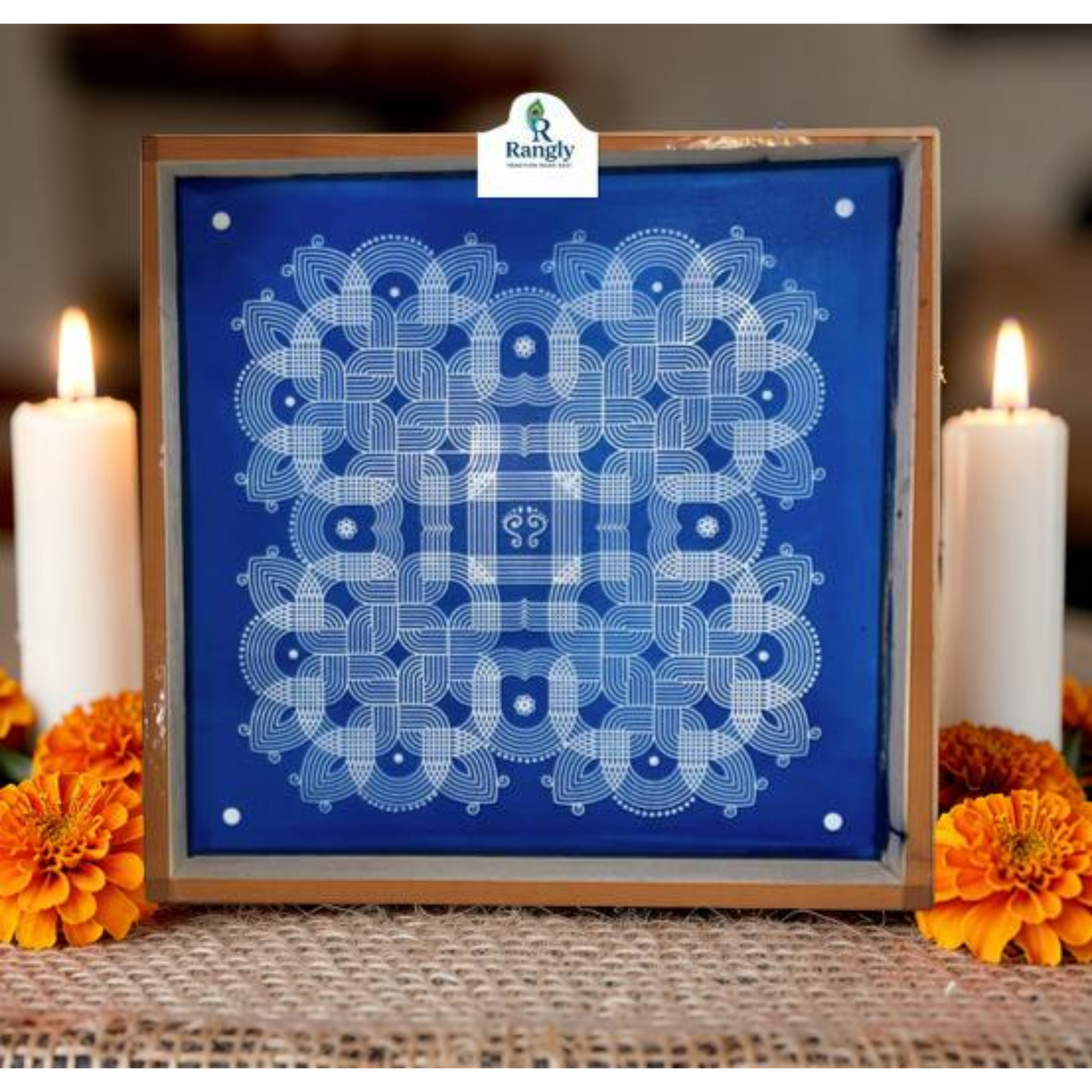 Rangly Pure Kambi Kolam Stencil Wooden Pack of 1 piece - WJ2007