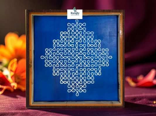 Rangly Jumbo  Neli Big Kolam  Design Stencil Wooden 16x16 Inches Pack of 1 Piece