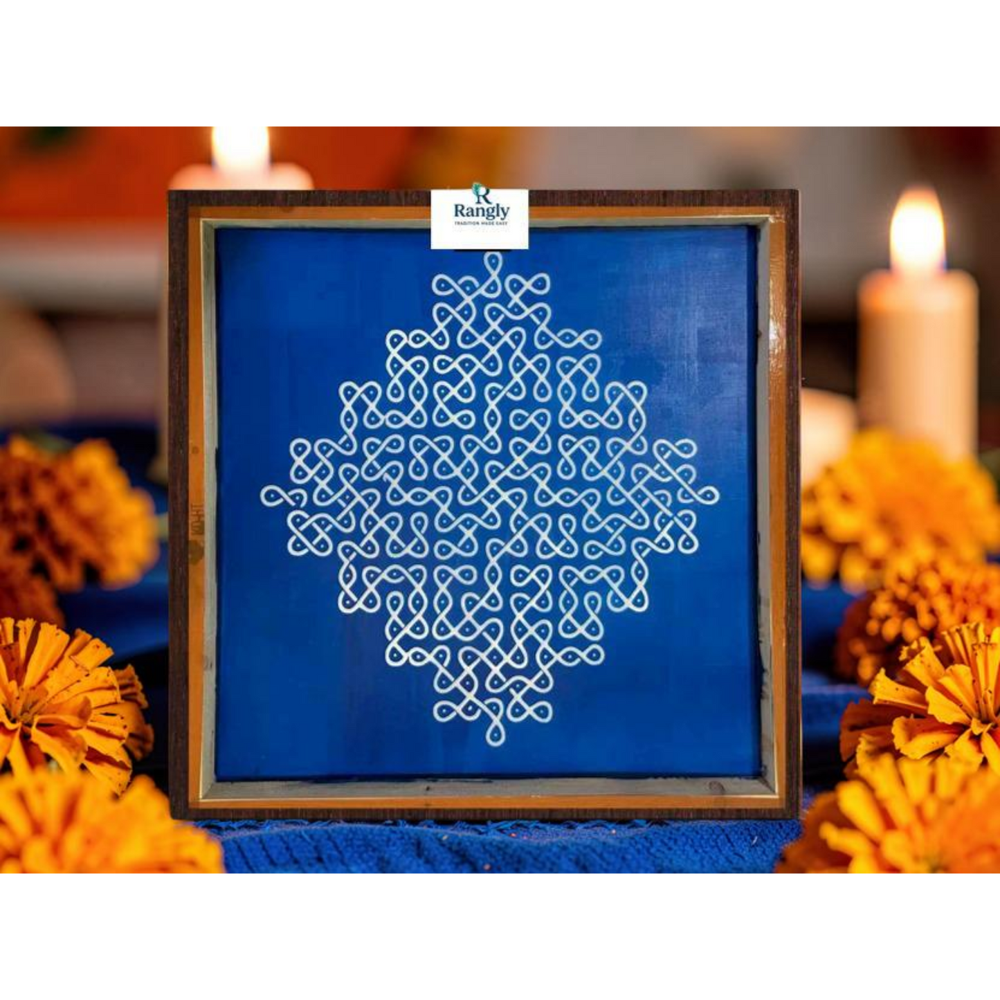 Rangly Jumbo  Neli Big Kolam Design Stencil Wooden 24x24 Inches Pack of 1 piece