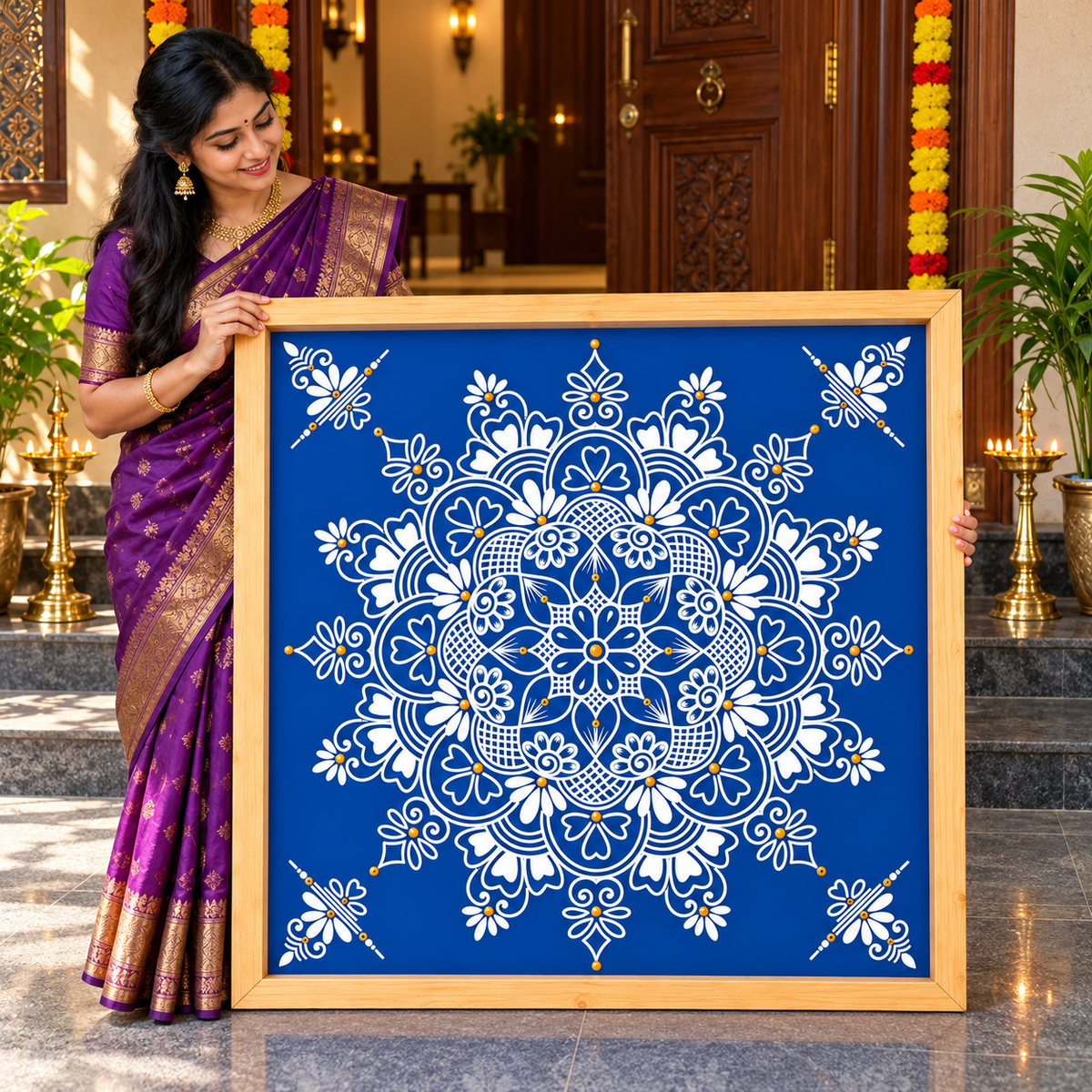 WJ3011 : Big Free Hand Kolam Stencil : 30 inch