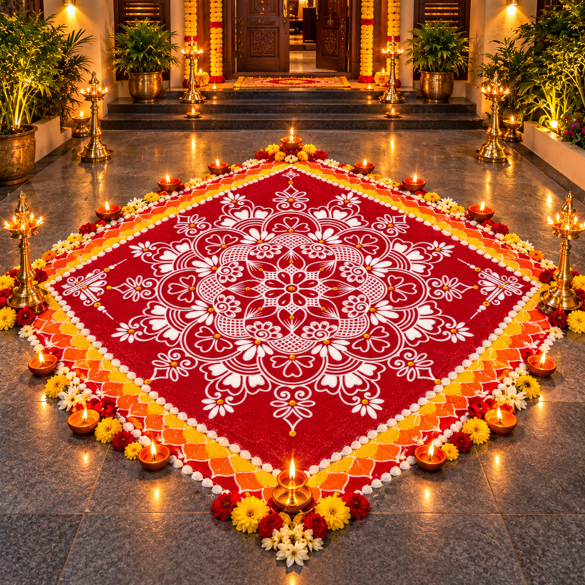 WJ3011 : Big Free Hand Kolam Stencil : 30 inch