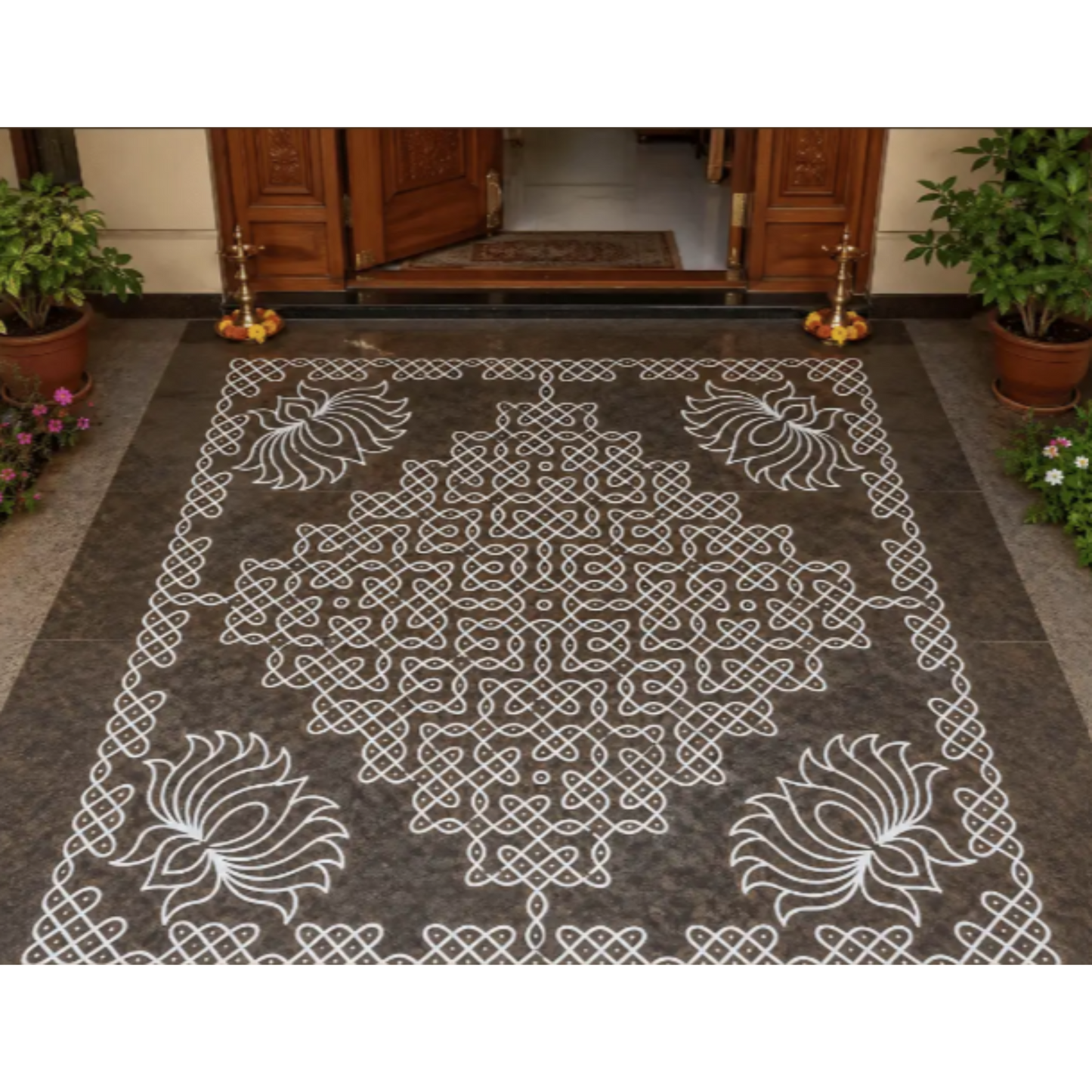 Biggest Lotus Pulli Kolam Stencil : 40 Inch -WJ4007 : Rangly