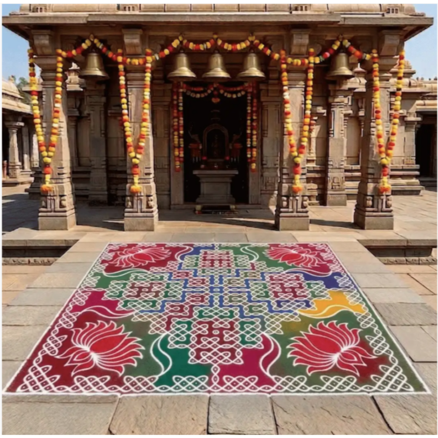 Biggest Lotus Pulli Kolam Stencil : 40 Inch -WJ4007 : Rangly