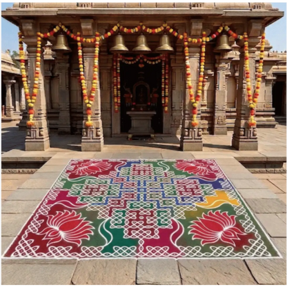 Biggest Lotus Pulli Kolam Stencil : 40 Inch -WJ4007 : Rangly