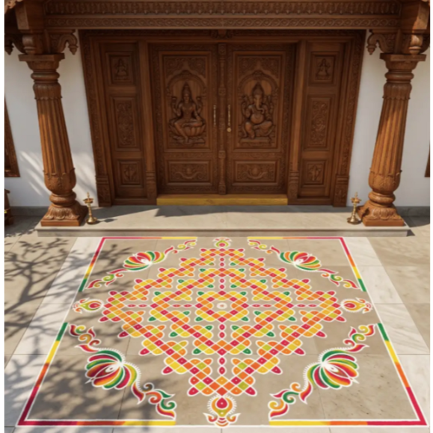 Biggest Maha Ananta Kolam Stencil : 40 Inch - WJ4008 -  Rangly