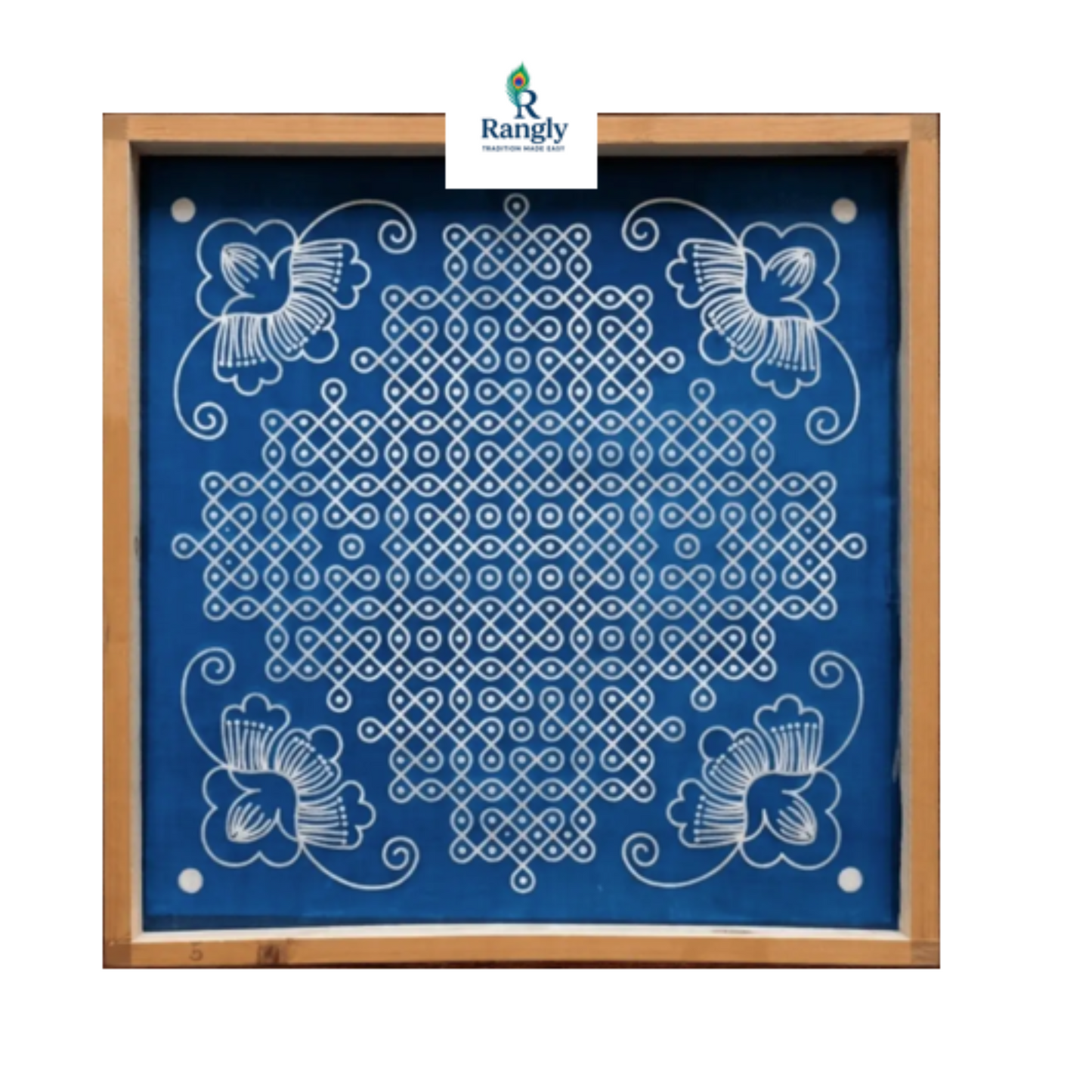 Biggest Floral Corner Kolam Stencil :40 Inch: WJ4009 -Rangly